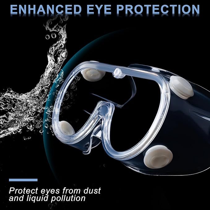 Honmein 2-Pack Safety Goggles, Anti-Fog Lab Goggles, Over Glasses Safety Glasses for Chemistry Lab, Mowing, Woodworking, Painting, Construction, Industrial Use
