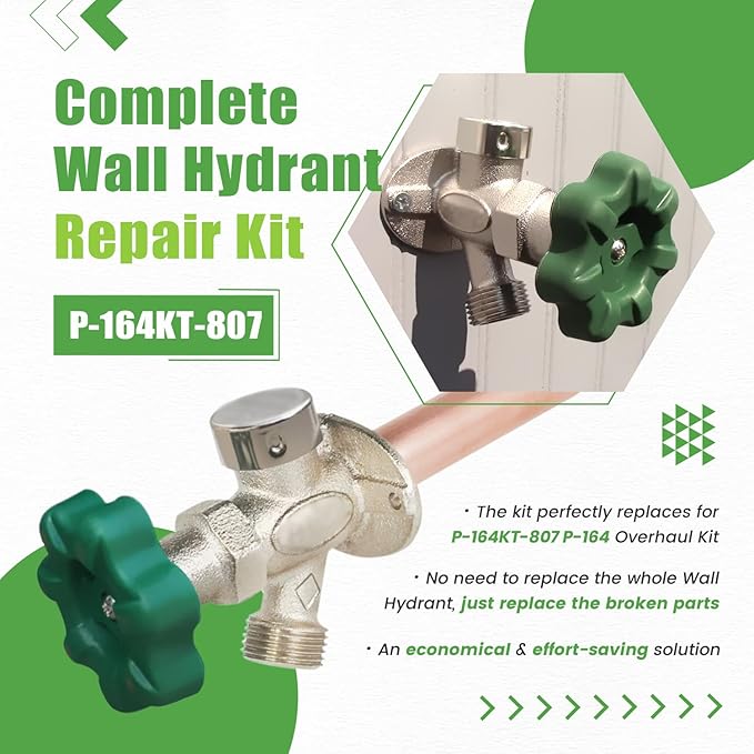 P-164KT-807 Rebuild Kit, Replace for P-164KT-807 P-164 Overhaul Kit, Include P-164KT-805 Soft-Grip Handle Kit, Fit for P-164 Original or Diamond Series Wall Hydrant
