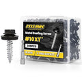 Metal Roofing Screws #10 × 1", 300 PCS, FIXLINK Baking Paint Hex Head Rubber Washer Sheet Metal Roof Screws Self Tapping Metal to Wood Siding Screws, Hex Socket Included, Black