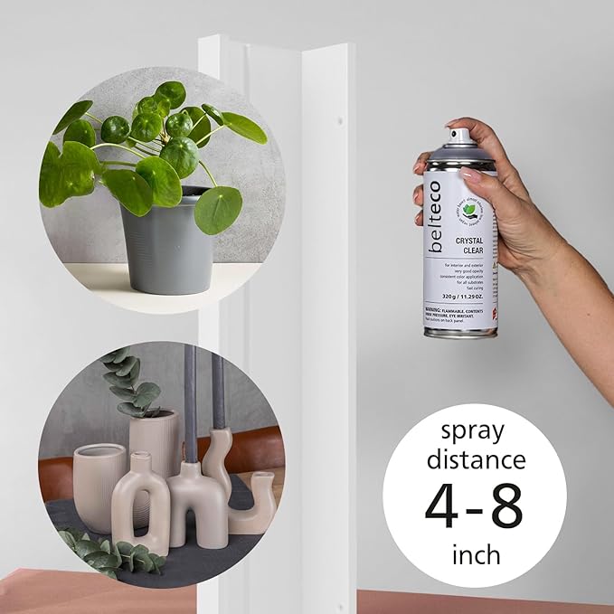 Crystal Clear Semi Gloss Spray Paint | Water based & Odorless | Eco-Friendly & Vegan | Weather & UV-Resistant | For all Substrates | Fast Drying with High Coverage | For Indoor/Outdoor Use