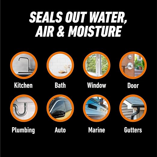 Gorilla 100% Silicone Sealant All Purpose, 10 Ounce Cartridge, Clear (Pack of 2)