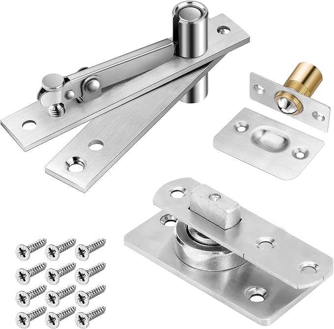 330 LBS Pivot Hinge Set with Door Catch for Large & Heavy Wood Doors – HBL’ Hidden Pivot Door Hardware for Bookshelves, Built-in Ball Bearings for Smooth & Quiet Operation.