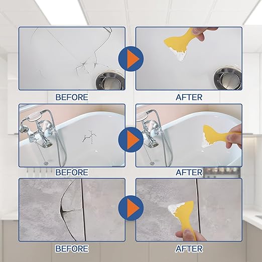 Porcelain Repair Kit, Waterproof Fiberglass Tub Repair Kits, Strong Tile Repair Kit, Non-Toxic Ceramic Tile Repair Kits Suitable for Granite, Marble, Quartz, Ceramics, Porcelain, Resin, etc (50g+50g)