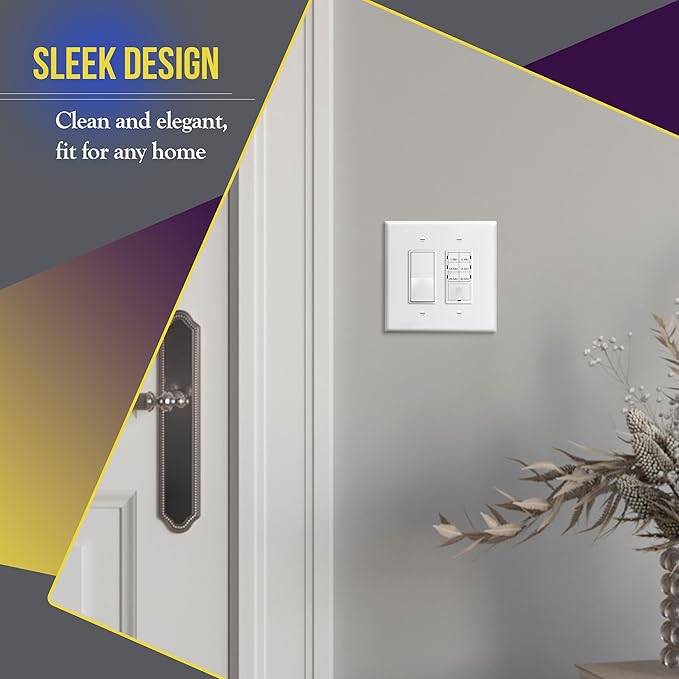 ENERLITES Decorator Light Switch or Receptacle Outlet Wall Plate, Over-Size 2-Gang 5.50" x 5.50", Polycarbonate Thermoplastic, UL Listed, 8832O-W-5PCS, White (5 Pack)