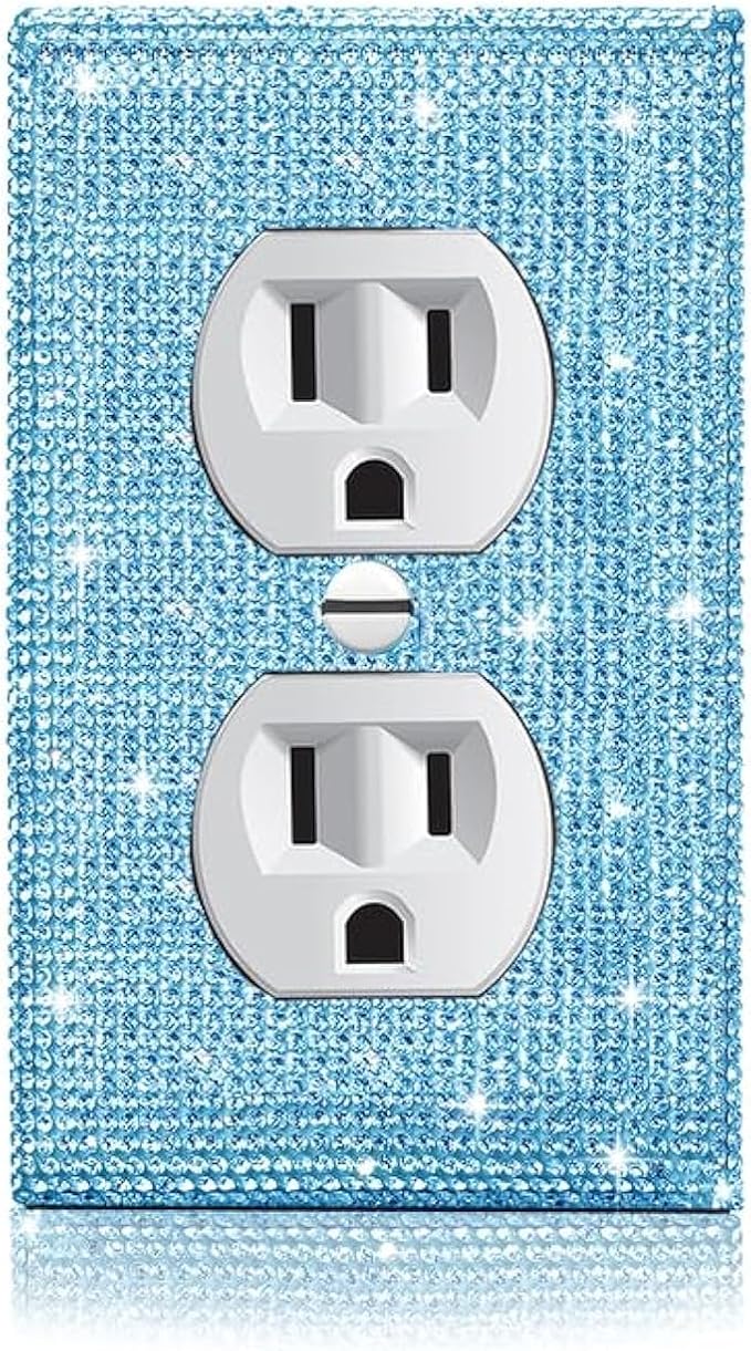 Shiny Blue Rhinestones Outlet Light Switch Plate Decorative Outlet Covers Rhinestone Blue Outlet Cover Wall Plates Light Switch Cover Plate