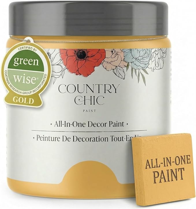 Country Chic All-in-One Chalk Paint for Furniture, Cabinets, Home Decor, Eco-Friendly, Matte Finish, Built-In Primer & Top Coat for Wood, Metal - Yellow Wellies (Yellow) - 8 oz (237 ml)
