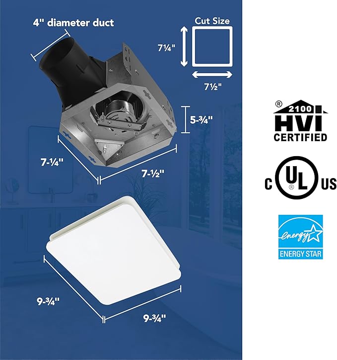 Broan-NuTone Bathroom Exhaust Fan Easy Retrofit without Attic Access, Quiet 1.5 Sones, Effective Ventilation at 80 CFM ENERGY STAR Certified Moisture and Odor Control