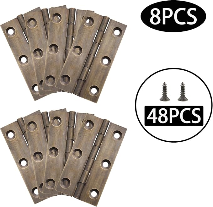 8 Pcs 32mmx62mm / 1.26" x 2.44" Bronze Mini Hinges, 2.5 Inch Solid Brass Folding Butt Hinge, Cabinet Hinge for Jewelry Box, Drawer Cabinet Furniture