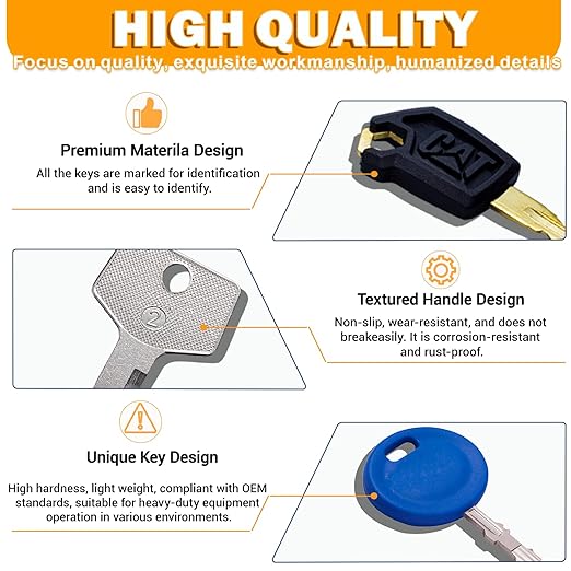 11 Heavy Equipment Master Keys Construct Machine Keys for Cat 5P8500 JCB 14607JD Hyster 166 Komatsu 787 ForkliftsToyota Bobcat JLG