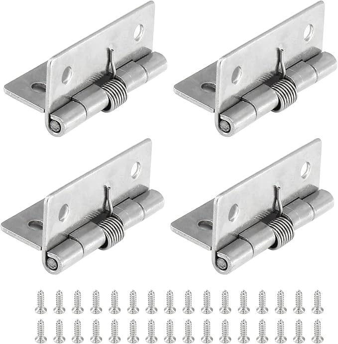 Luomorgo 4 Pcs Spring Loaded Hinges for Cabinets, 2 Inch Length Stainless Steel Spring Hinges Self Closing