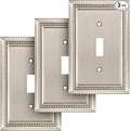 Henne Bery Sunken Pearls Heavy Duty Decorative Wall Plate Switch Plate Outlet Cover (Single Toggle, 3 Pack, Satin Nickel)