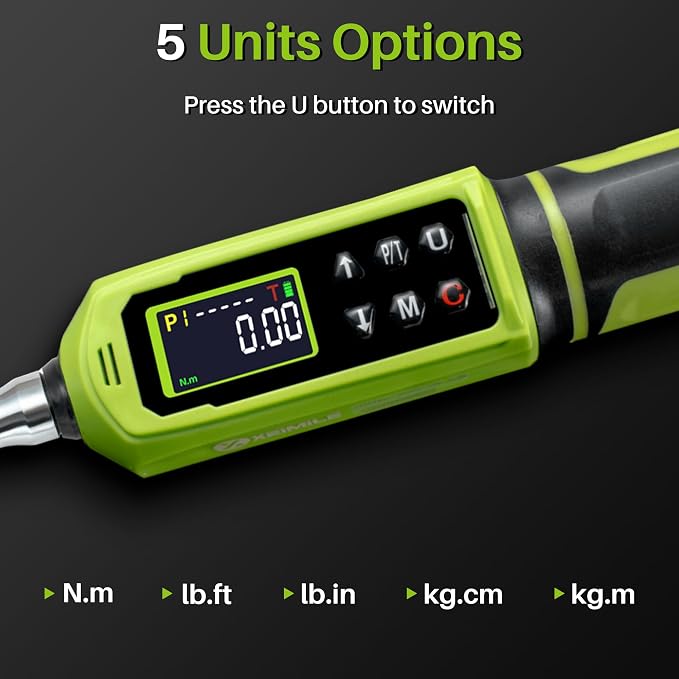 1/4" Digital Torque Wrench -0.33-22Ft.Lb for Bike Motorcycle Repair | Electronic Torque Wrench 1/4 Drive(0.45-30 N.m),Vibration Buzzer LED Indicator,±2% Acc. 5 Units for Precision Parts Engine