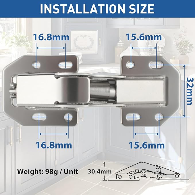 TamBee Soft Close Hinges, 90 Degree Kitchen Cabinet Door Hinges - No drilled, Concealed, Soft Close for Cabinet, Cupboard with Mounting Screws 4 Pack