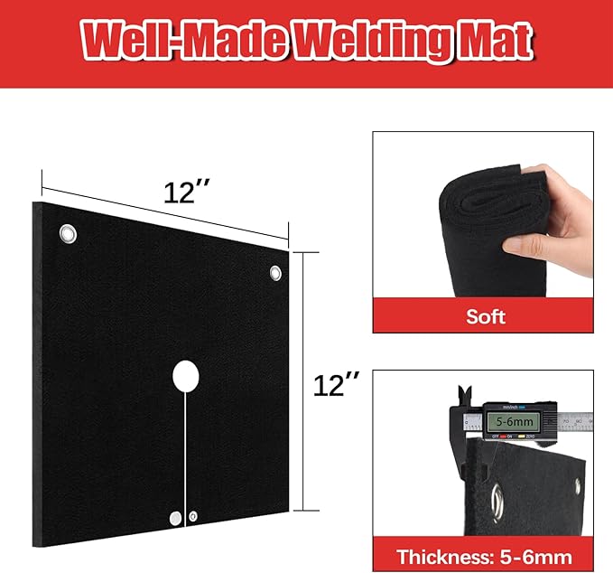 20x20x0.2in Welding Blanket Fireproof, 2 Packs 5mm Upgraded Thickened Heat Shield Mat, Brazing Heat Shield for Torch, Welding Pad for Plumbing, Solder Plumbers HVAC Torch Protector