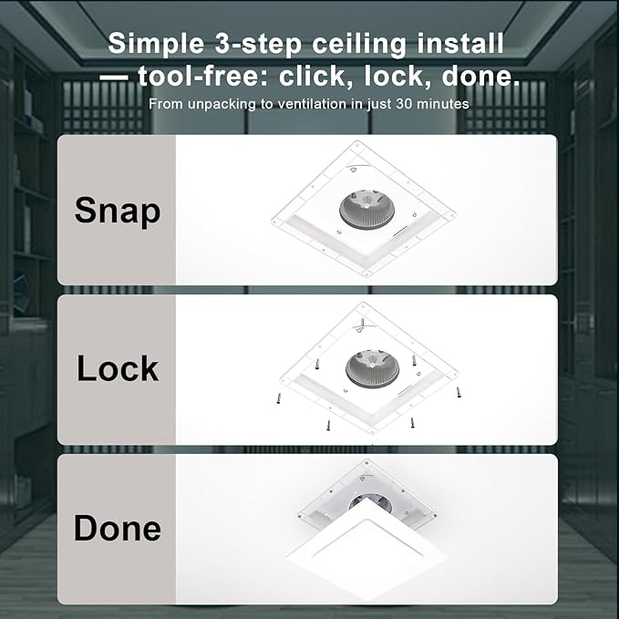 Bathroom Exhaust Fan with Light, 12 INCH, Upgraded Quiet Square Vent Fans with Adjustable LED Light, 141 CFM, for Bathroom, Office, Home