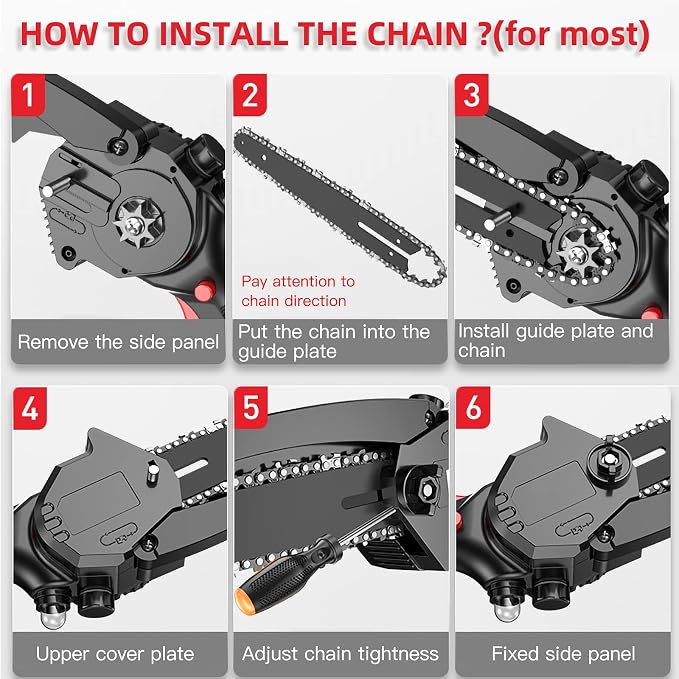[4Chains+1Bar] 4 Inch Mini Chainsaw Chain with Replacement Saw Chain Bar, 4 Inch Replacement Chains for Portable Mini Chainsaw for Wood Branch Cutting 1/4LP Pitch .043" Gauge 28 Drive Links