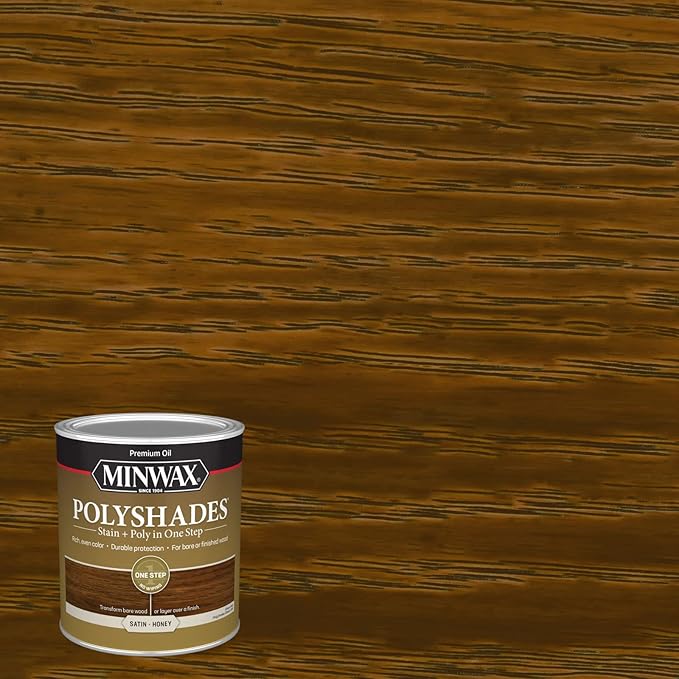 Minwax PolyShades Wood Stain + Polyurethane Finish – Quart, Honey, Satin