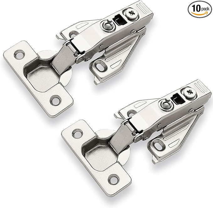 DecoBasics (10 PCS) Full Overlay Soft Close Cabinet Hinges for Kitchen Cabinets - 105° Face Frame Concealed Cabinet Door Hinge -3 Way Adjustability -Clip on Plate & Matching Screw 4 Easy Installation
