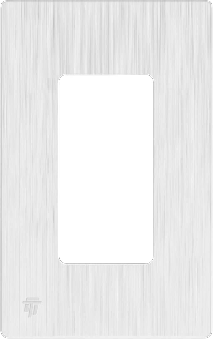 ENERLITES Brushed Screwless Decorator Wall Plate Child Safe Outlet Cover, Gloss Finish, Size 1-Gang 4.68" H x 2.93" L, Unbreakable Polycarbonate Thermoplastic, SI8831-BW, Brushed White