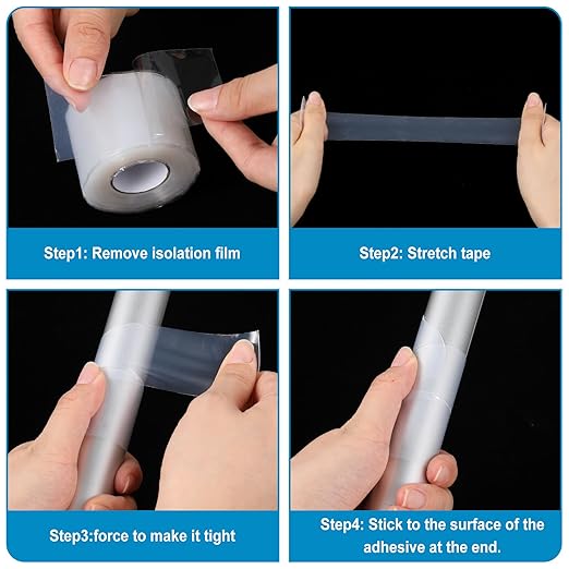 1.5 Inch x 10 ft Self Fusing Silicone Tape Waterproof Thickness 0.5mm Silicone Rubber for Plumbing, Sealing Pipes, Hose Repair, Outdoor Coax and Electrical Cables(Transparent)