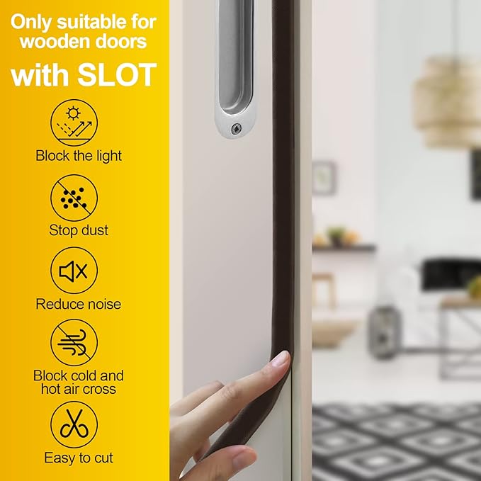 40 Feet Door Weather Stripping, Kerf Weather Stripping for Doors with Groove, Kerf Door Seal for Large Gap and Easy Installation(40, Brown)