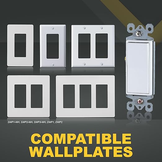 Faith 3-Way Decorator Paddle Wall Light Switch, 15A 120/277V, On/Off Rocker, White