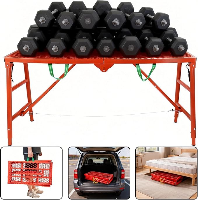 800LBS Foldable Scaffolding Platform, 71x16x60 Inch Alloy Steel Adjustable Height Portable Work Ladder, Ideal for Standard Staircase Painting Wiring Car Wash Home Decor & Industrial Maintenance