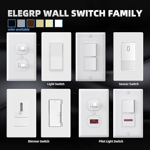 ELEGRP Matte White 3 Way Decorative Light Switch, 15Amp, 120-277 Volt, AC Decorator Rocker Paddle Wall Switch Replacement, Self-Grounding, Residential and Commercial Grade, UL Listed (10 Pack)
