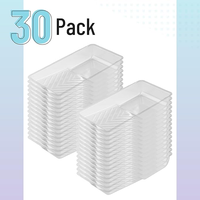 Bates- Paint Tray Liner, 4 Inch, 30 Pack, Clear, Plastic Disposable Paint Tray for Painting Walls