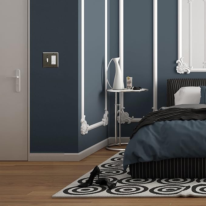 ENERLITES Combination Toggle Switch and Decorator Receptacle Metal Wall Plate, Corrosion-Resistant, Stainless Steel 201, Standard Size 2-Gang 4.50" x 4.57", UL Listed, 771131-PBK, Polished Black