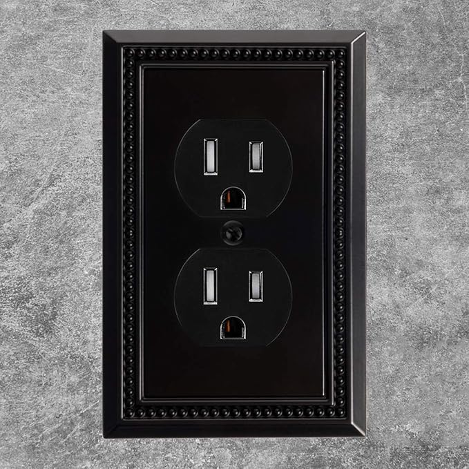Henne Bery Sunken Pearls Heavy Duty Switch Plate/Wall Plate/Outlet Cover (Single Duplex 3PK, Matte Black)