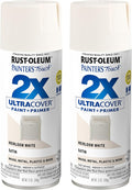 Rust-Oleum 334071-2PK Painter's Touch 2X Ultra Cover Spray Paint, 12 oz, Satin Heirloom White, 2 Pack