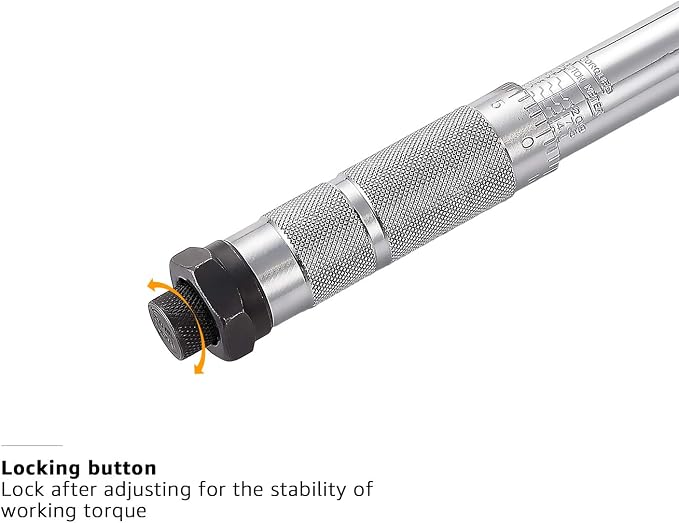 Amazon Basics 1/4-Inch Drive Click Torque Wrench, 35-200 in.-lb/3.95-22.5 Nm, Adjustable Ratchet with High Contrast Dual Range Scales, Steel Construction