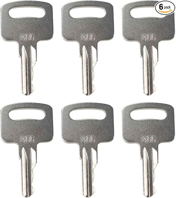 6PCS 455 Ignition Keys Heavy Equipment Forklift Key 104466 Compatible with Boo-m Lifts Scissor Lift Gen-ie Skyjack Te-rex JL-G Snor-kel Snor-kel Man-Lift Upright