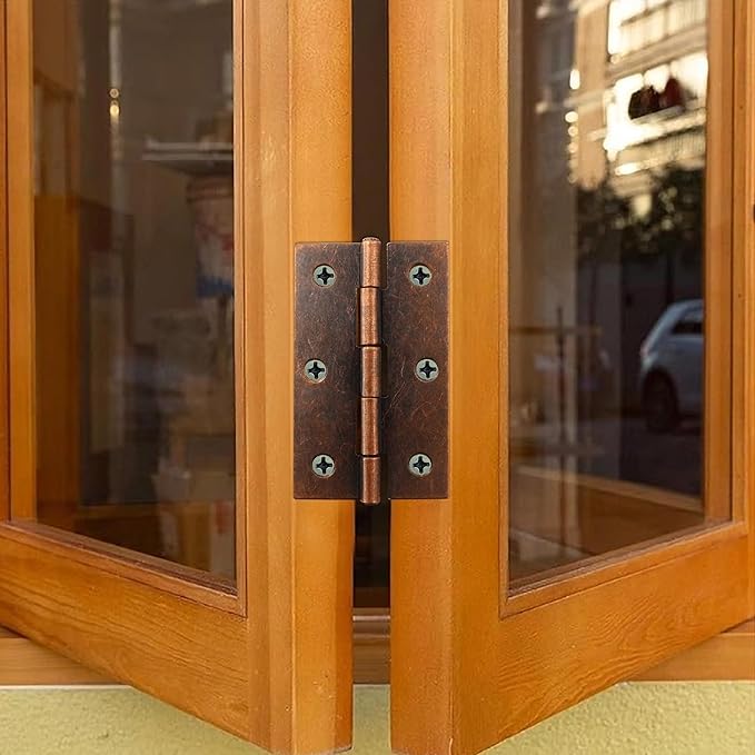 10 Pcs 2.5 Inch Red Bronze Door Hinge Cabinet Hinge - Reliable Red Bronze Ball Bearing Butt Hinges for Windows, Cabinets, and Outdoor Use - Includes Mounting Screws