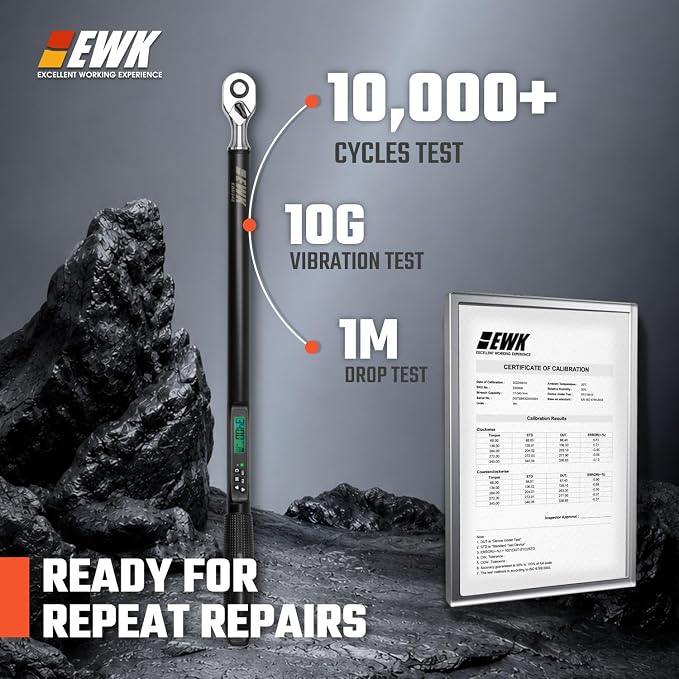1/2" Drive Digital Torque Wrench 12.5-250 ft-lbs (17-340 Nm), High-Precision and Easy-to-Read, ±1.5% Accuracy for Car, Truck, Motorcycle & DIY Repairs | ISO 6789, ±1.5% clockwise / ±2.5% counterclockwise, LCD Display, LED Buzzer Vibration Alert, 30 Mem...