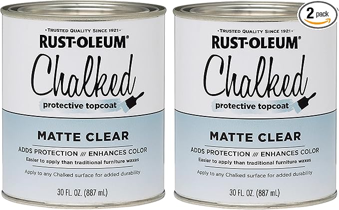 Rust-Oleum 287722-2PK Chalked Protective Topcoat Paint, 30 oz, Matte Clear, 2 Pack