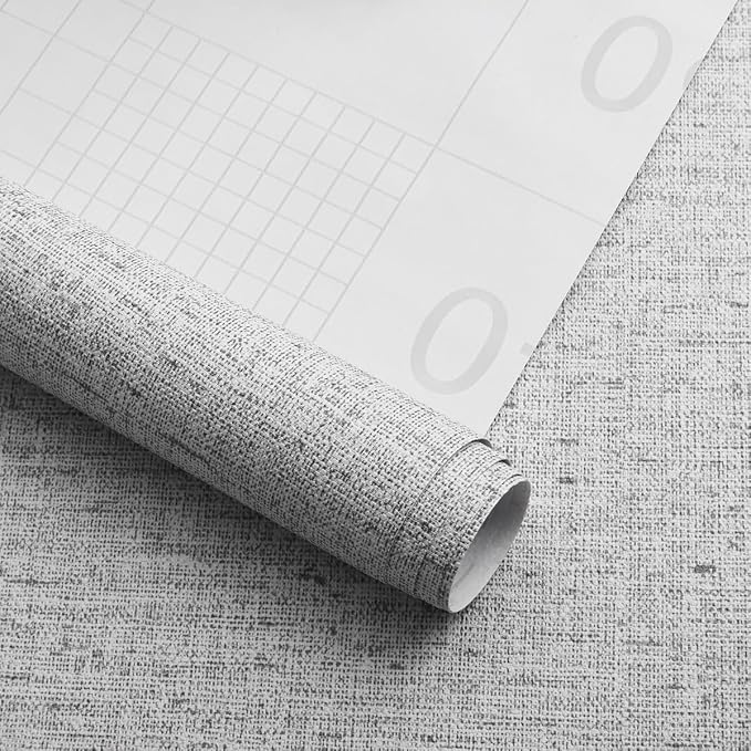 Gray Grasscloth Peel and Stick Wallpaper Textured 15.7in x 118.1in | Faux Linen Wallpaper Peel and Stick Vintage Grasscloth Contact Paper Self Adhesive Removable Contact Paper for Bedroom Vinyl