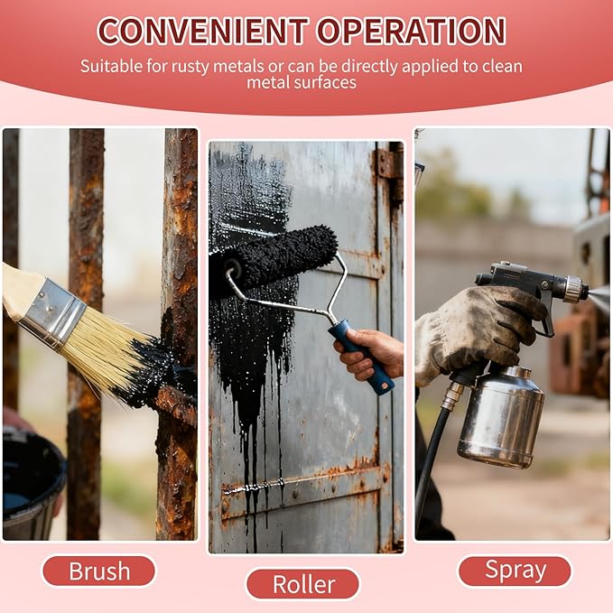 Black Rust Converter Paint for Metal: 10.5oz * 2 Rust Reformer Paint Weatherproof Preventive Water Based Anti Rust Primer for Metal Surfaces with Brush