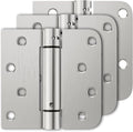 Luxbaro 3 Pack Self Closing Door Hinges, 4 Inch Spring Loaded Hinges with Square & 5/8'' Radius Corners, Adjustable Tension for Garage, Front Door, for Left and Right Hand Door, UL Listed