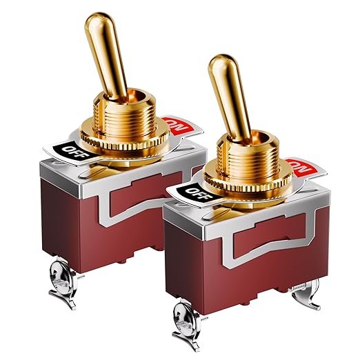 DaierTek Toggle Switch 12V with Gold Handle SPST 12 Volt 30A Heavy Duty On/Off DC Automotive Industrial Car Rocker Toggle Switch
