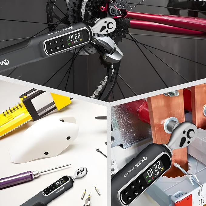 1/4" Drive Digital/Electronic Torque Wrench Set 0.4-22.1 Ft.Lb | ±2%Accuracy, LED Display, Buzzer & Vibration Alert, Dual Direction, with Bits, Sockets, Hex, for Motorcycle, Bike Repair, DIY