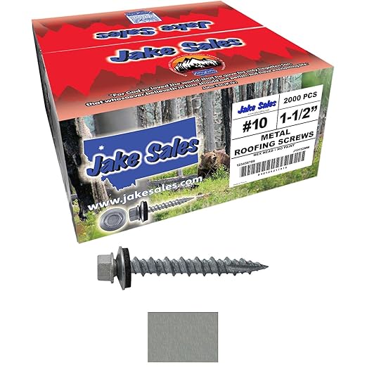 Metal Roofing Screws: (2000) 10 x 1-1/2" Galvanized Hex Head Sheet Metal Roof Screw. Self Starting Metal to Wood siding Screws. EPDM Washer. No Paint