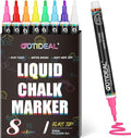 GOTIDEAL Liquid Chalk Markers, Fine Tip 8 Colors Washable Window Chalkboard Glass Pens, Paint and Drawing for Car, Blackboard, & Bistro,Non-Toxic,Wet Erase - Reversible Tip