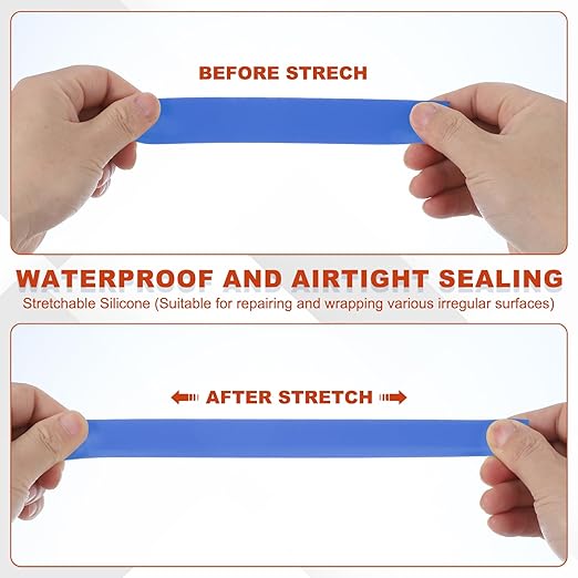 uxcell 2 Pcs Self Fusing Silicone Tape, 1" x 10ft Waterproof Water Leak Sealing Tape for Plumbing Pipe Hose Repair Handles, Blue