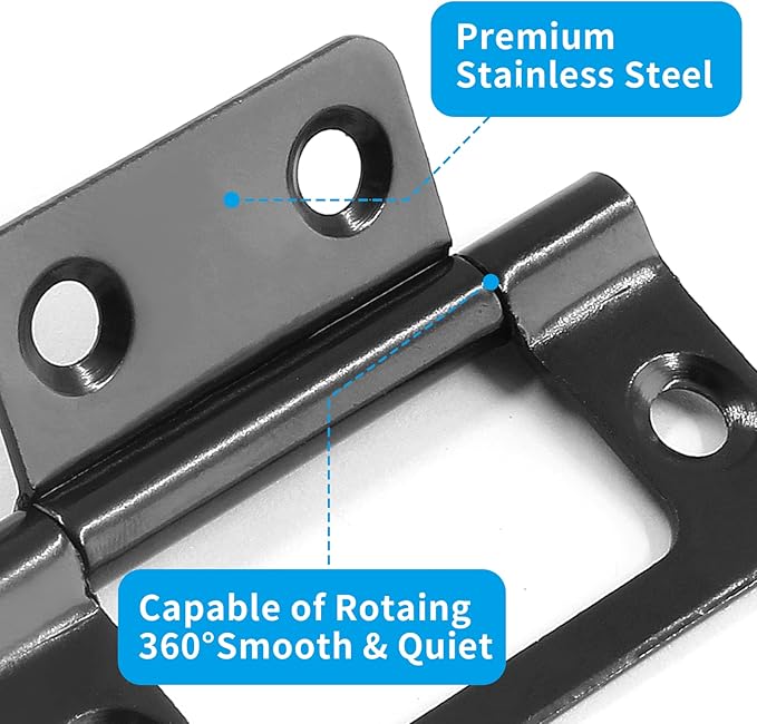 Biaungdo 6 Pcs Non-Mortise Door Hinges, 2 inch x 1 inch Bifold Butt Cabinet Hinges Vintage Furniture Hardware Antique Door Hinge with Screws for Door, Windows, Cabinet, Cupboard(Black)