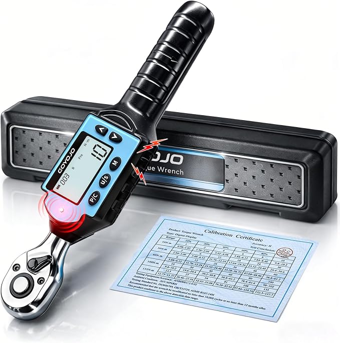 GOYOJO 1/4 In Digital Torque Wrench 0.74-7.37 ft-lb/1-10Nm High-Precision Durable Tool for Bicycles, Motorcycles, Home Appliances, and DIY Projects ±2% High Accuracy