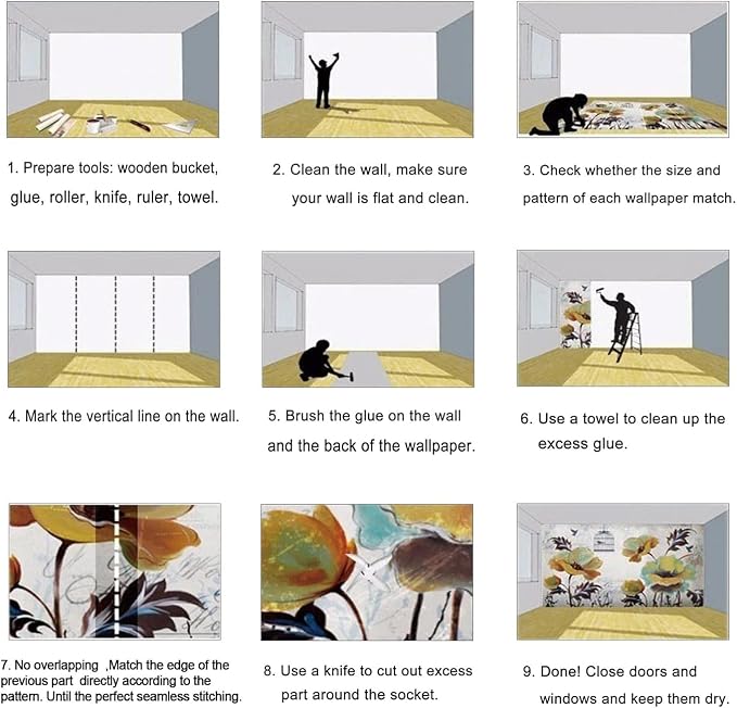 Cliouar-Idyllic Flower Girl Room Wallpaper Mural Bedroom Living Room Decor 103" x 69"(Not Peel and Stick)