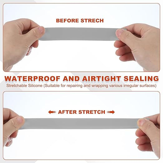uxcell 2 Pcs Self Fusing Silicone Tape, 1" x 5ft Waterproof Water Leak Sealing Tape for Plumbing Pipe Hose Repair Handles, Grey