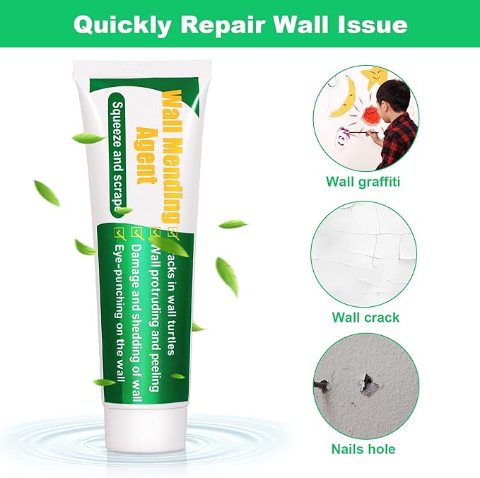 Drywall Repair Kit, 2 Pack Spackle Wall Repair Patch Kit with Scraper, Wall Mending Agent Large Hole Drywall Patch, Easy to Fill Holes in Home Wall and Quick Repair Crack, Plaster Wall Repair